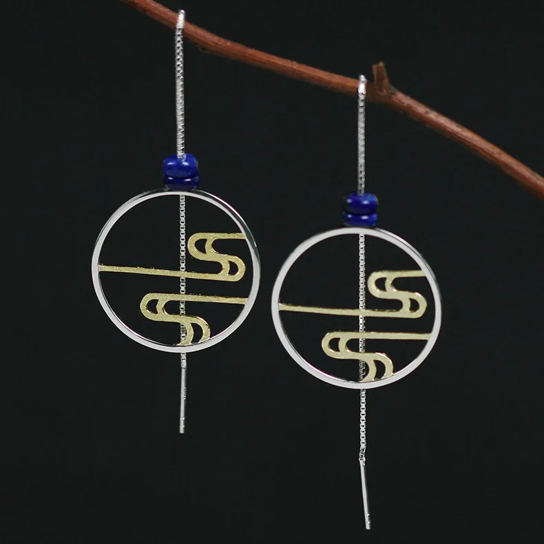 

CMAJOR Designer 925 Sterling Silver Gold Tone Cloud Pattern Circle Threader Earrings Women Girls Original Fine Jewelry Wholesale