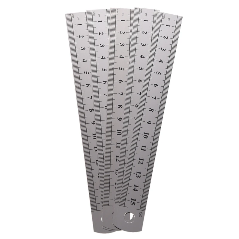 3 in 1 15cm 20cm 60cm Double Sides Metric Straight Ruler Silver Tone