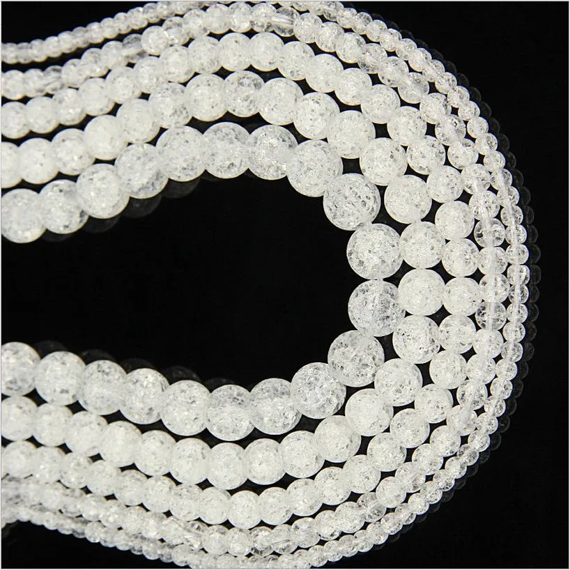 

1strand Natural Stone Beads White Snow Cracked Quartz Crystal Beads 4/6/8/10/12mm Loose Beads DIY Jewelry Findings Z331