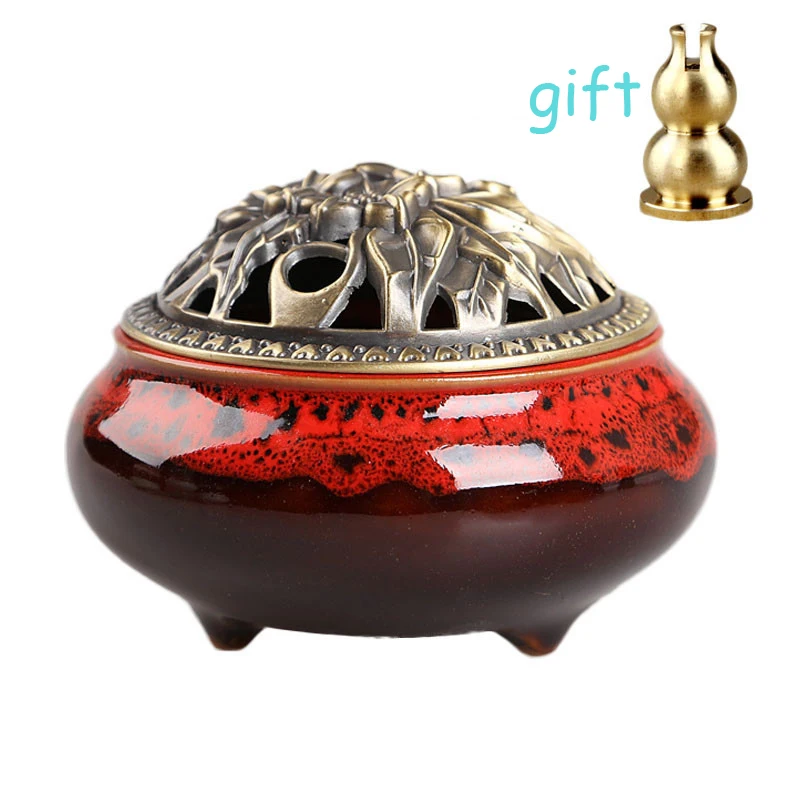 Porcelain burner Celadon Incense Burner Holder Antique Copper Censer