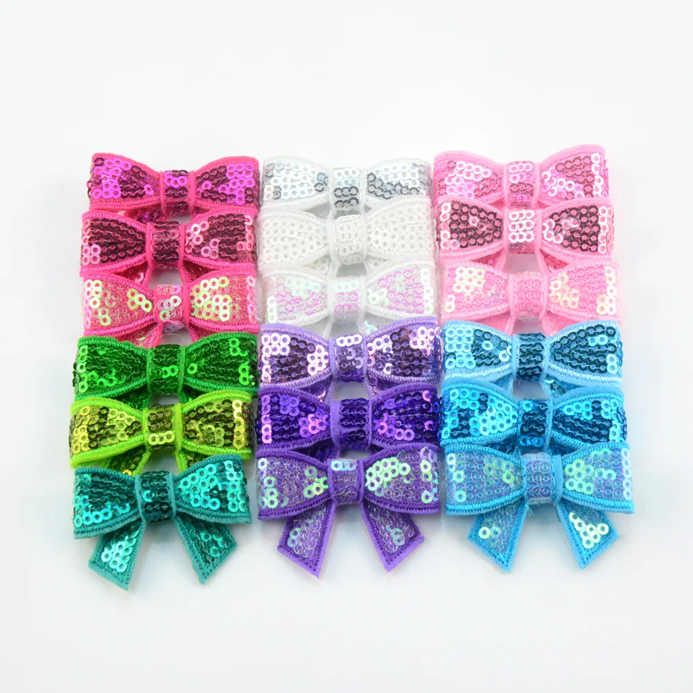 

50pcs/lot 37 Color U Pick 1.8'' Mini Sequin Bows Applique DIY Craft Girls Hair Accessories Supplies HDJ108