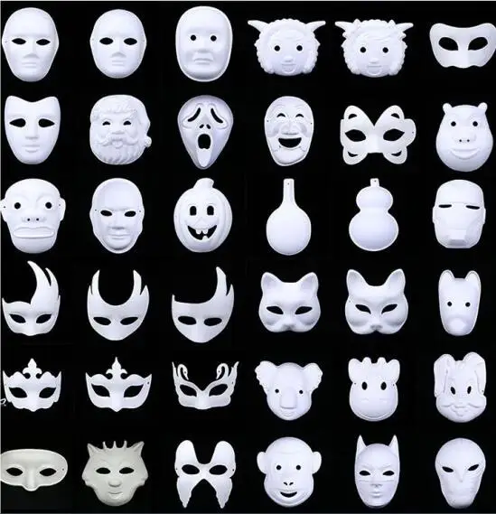 DIY заготовка маски прочный и прочный белый карнавальный костюм Вечерние Маски для маскарада Косплей вечерние на Хэллоуин Рождество для детей W99 - Цвет: 10pcs Random mix