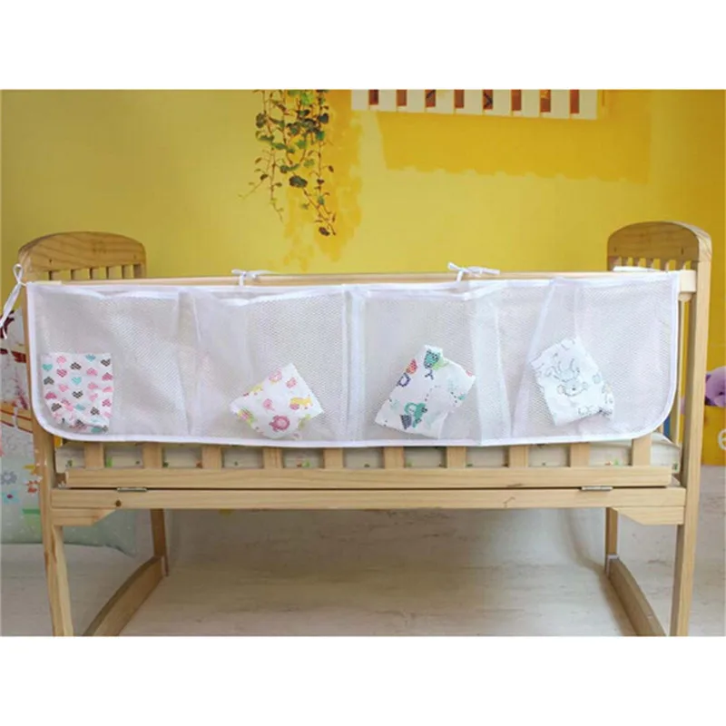 

3 Colors Folding Baby Crib Mesh Toy Diaper Storage Bag Net Diaper Baskets Children Bed Hanging Toy Storage Bags Doll Organizer