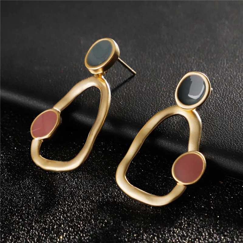 

SEDmart Fashion Round Drip Oil Earring for Women Girls Alloy Circle Pendant Drop Earring Unique Statement Jewelry Accessories