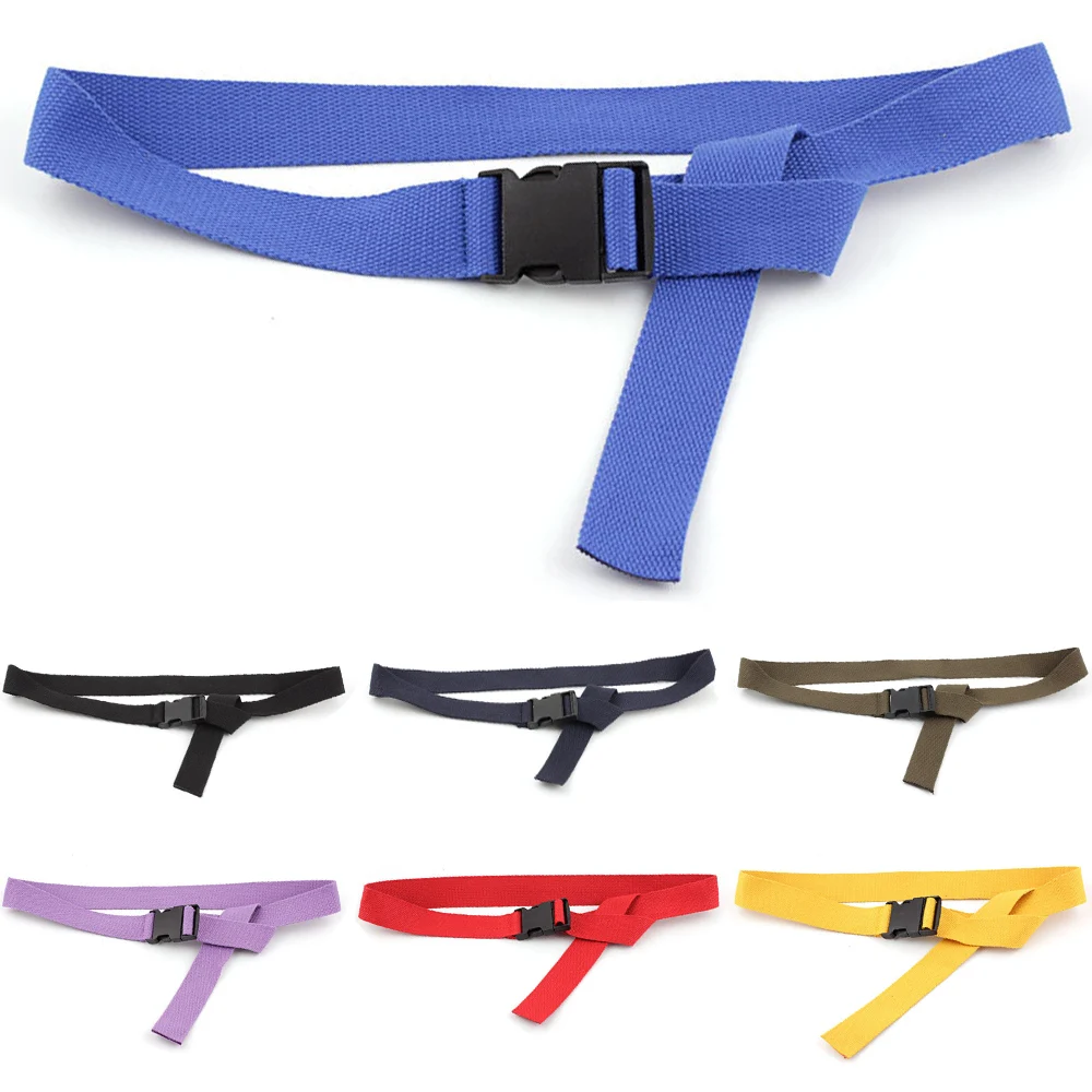 

Men Women Solid Color Belts Automatic Smooth Buckle Belt Canvas Casual Long Belt BLTYN0341