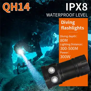 

80m LED Diving Flashlight Photography Light Underwater IPX8 powerful led flashlight waterproof Torch Lam #3S27