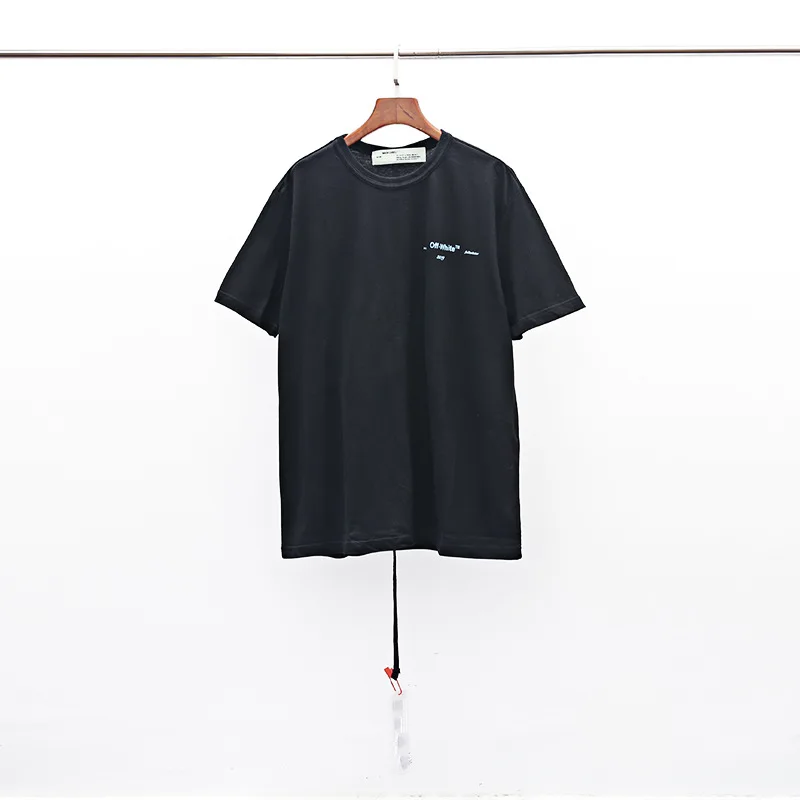 OFF-WHITE OW градиент цвета радуги Круглый шею улица хип-хоп Мужская Пара с коротким рукавом Футболка - Цвет: Черный