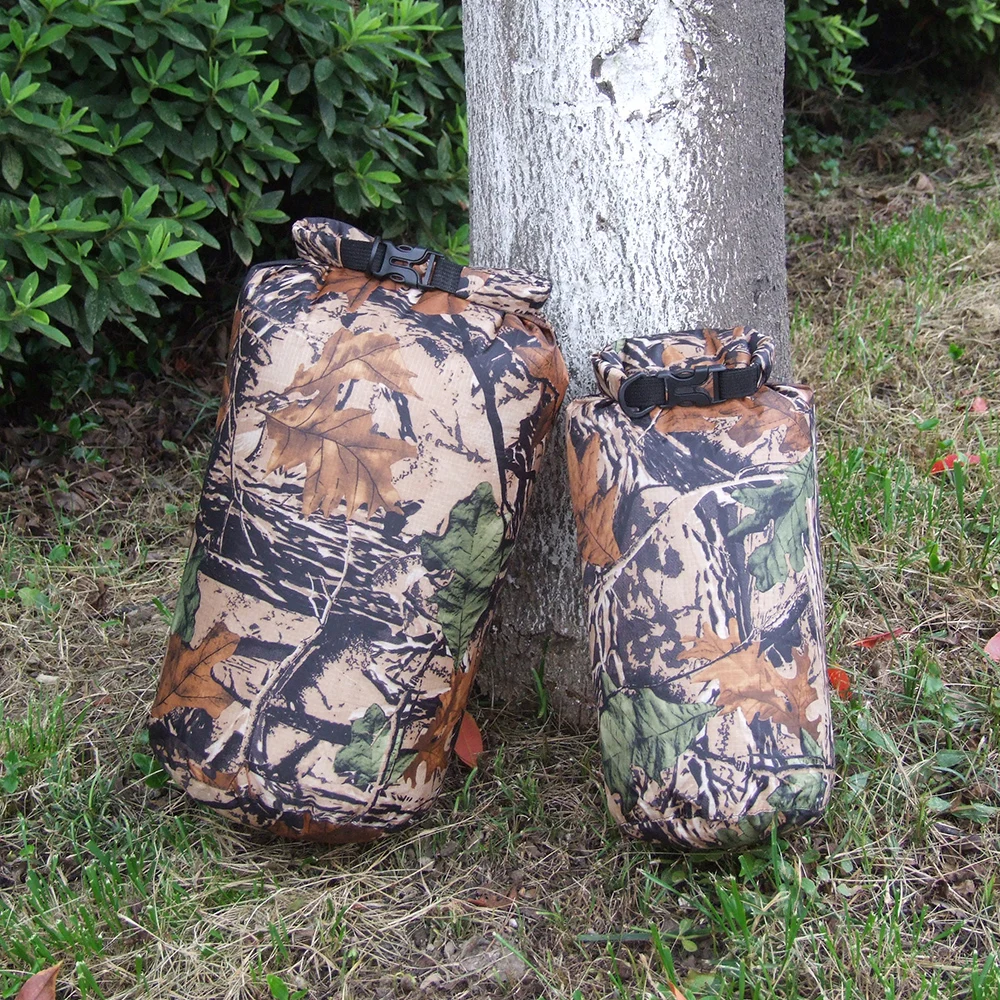 Outdoor 2 Pieces 15L & 8L Camo Waterproof Dry Sack Bag Travel Camping Climbing Hiking Kayak Canoe Inflatable Boat Accessory