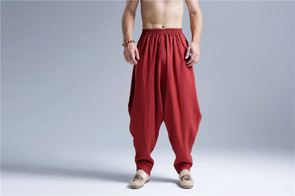 Осень-зима мужские шаровары индийские брюки мужские свободные традиционные Широкие штаны для йоги Беговые Спортивные Повседневные спортивные штаны для отдыха