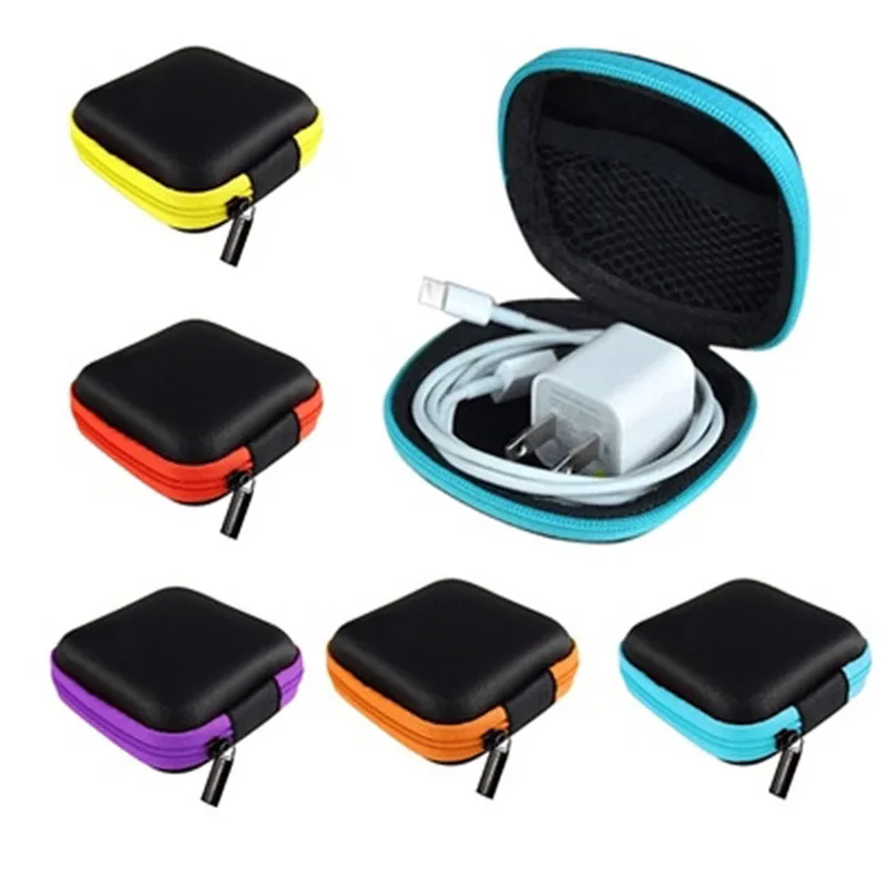 1 PC Portable Mini Storage Bag Zipper Headphones Box In-ear Earphone Cases EVA Square Earbuds Headset Carry Pouch Bags | Дом и сад