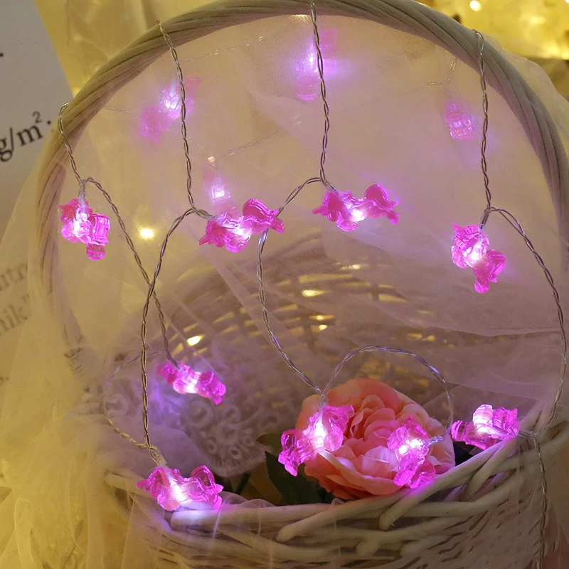 10 светодиодный гирлянда с розовым единорогом на батарейках 1,5 м светодиодный светильник для рождественской гирлянды на окно