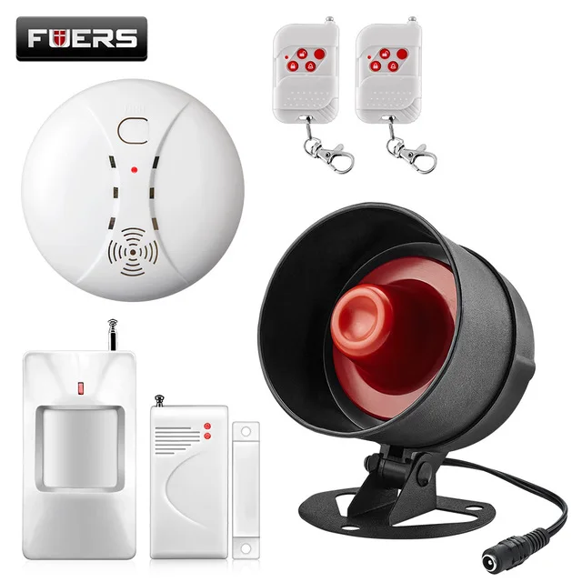 

Fuers Wireless Siren Alarm System Kits Loudspeaker Warning Motion Indoor Siren Home Security Protection System For House Garage
