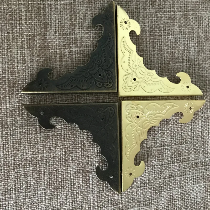 58MM 100pcs Antique Wine Wooden Case Gift Box Corner Bronze Protector