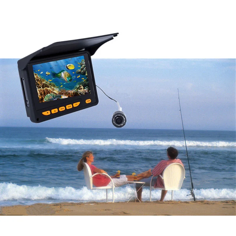 Underwater Ice Fishing Camera, Video Fish Finder,, 150 Degree, 4.3 "LCD, 20m, 30m HD, 1000TVL, 8Pcs IR LED