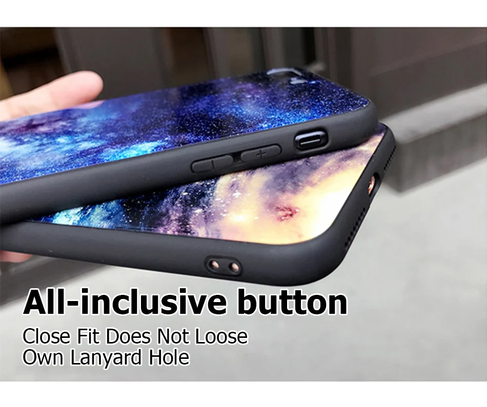 TOMKAS Temper Glass Case For iPhone X 8 7 6 6s Plus Cover Phone Cases For iPhone X 8 7 6 s Case Silicone TPU PC Star Sky Pattern (17)
