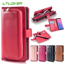 

Luxury 2 in 1 Zipper Datachable Flip Leather Case For Samsung Galaxy S5 S6 S7 Edge S8 S9 Plus Note 8 Wallet Cases Key Package
