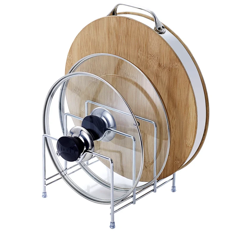 

Three Layer Stainless Steel Pot Lid Shelf Pan Cover Lid Rack Stand Cutting board Holder Dish Rack Kitchen Organizer 16*17*19cm