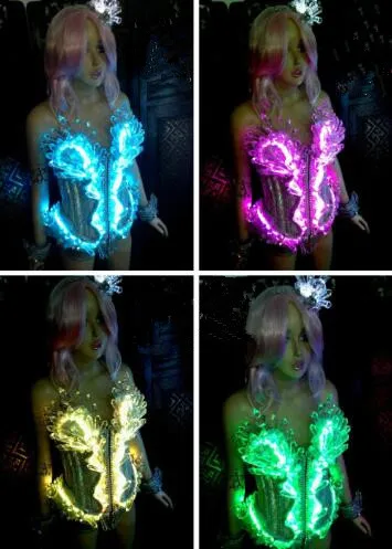 Oslnění barva barva krystal LED show oblečení fáze kostýmy činnost výkon Výkon kostýmy Volná velikost