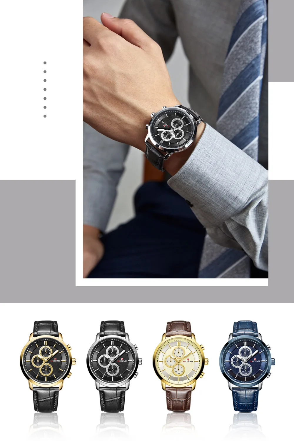 2019 mizums Gold Quartz Watch Top Brand Luxury Men Watches Fashion Man Wristwatches vogue leather strap Relogio Masculino Saatler drop shipping (1)