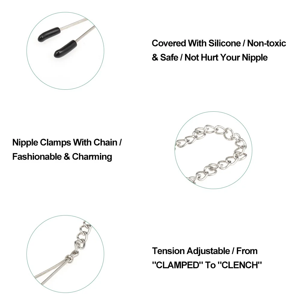 Adjustable Sex Metal Nipple Clamps With Chain BDSM Adult Games Breast Clips Clit Clamps Erotic Sex Toys For Couples Women