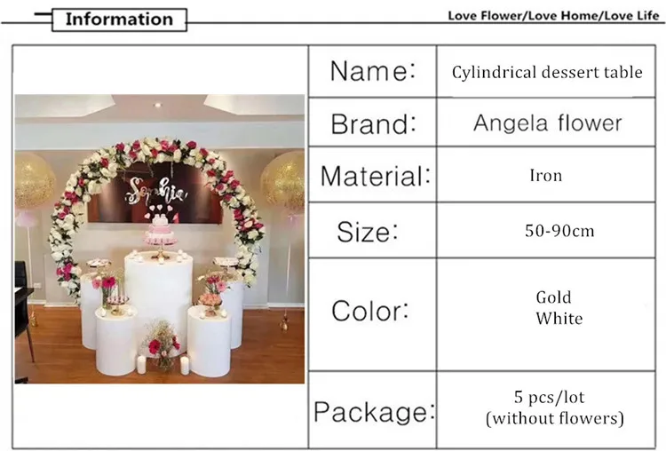 Искусственный цветок стенд грандиозное событие торт еда конфеты дисплей железный металлический каркас Свадебный круглый стол цилиндрическая детская душевая колонна