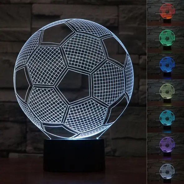 Книжный шкаф 3D лампа bulbing Футбол футбол ночь 7 Multi Цвет изменения привели стол