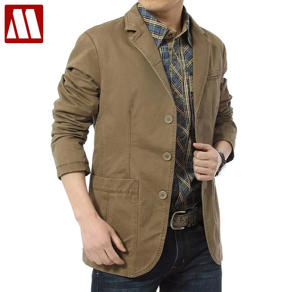 

New Autumn Spring Men Casual Blazers Cotton Denim Parka Men's slim fit Jackets Army Green Khaki Big Size S -XXXXL A0287