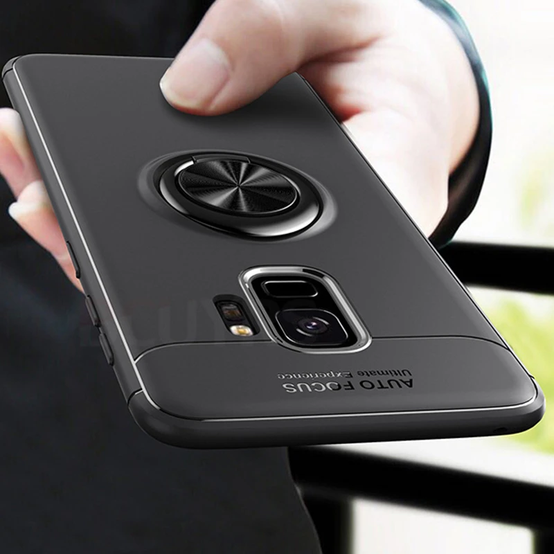 

Luxury Bracket Ring Shockproof Case For Samsung Galaxy S8 S9 PLus Full Cover For Samsung Note 8 9 TPU Soft Silicone Holder Cases
