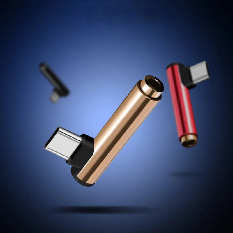 

L Shape USB Type C to 3.5mm Headphone Jack Adapter Elbow AUX Cable for Samsung S9 S8 Headset Splitter Mini & Slim For Huawei P20