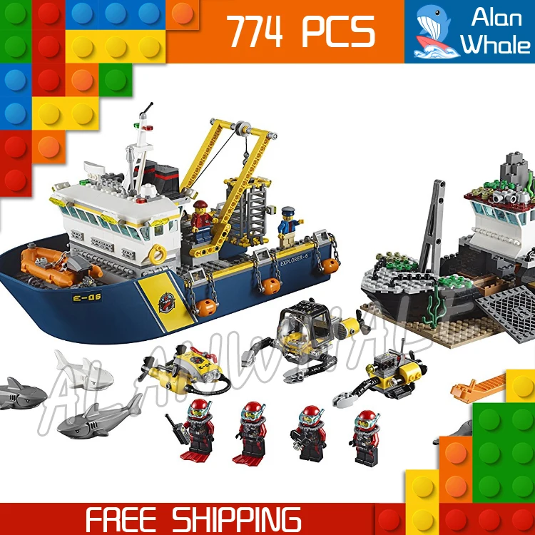

774pcs City Deep Sea Ocean Explorers Ship Exploration Vessel 02012 Figure Building Block Children Toy Compatible With LegoING