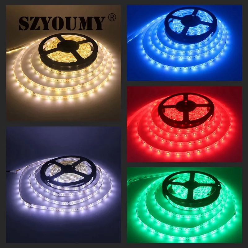 Szyoumy светодиодные полосы 2835 DC12V 60led/м Гибкие светодиодные полосы SMD 2835 белый теплый белый ULTER бухта Крытый светодиодные освещение