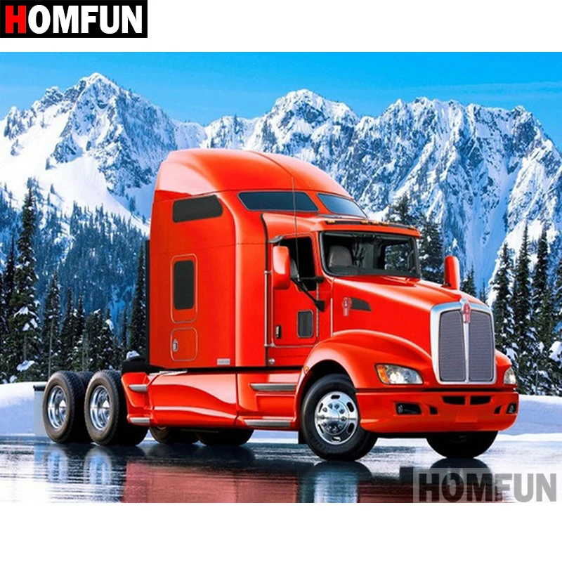 HOMFUN 5D DIY Diamond Painting Full Square/Round Drill &quotbig truck&quot 3D Embroidery Cross Stitch gift Home Decor A01880 | Дом и сад