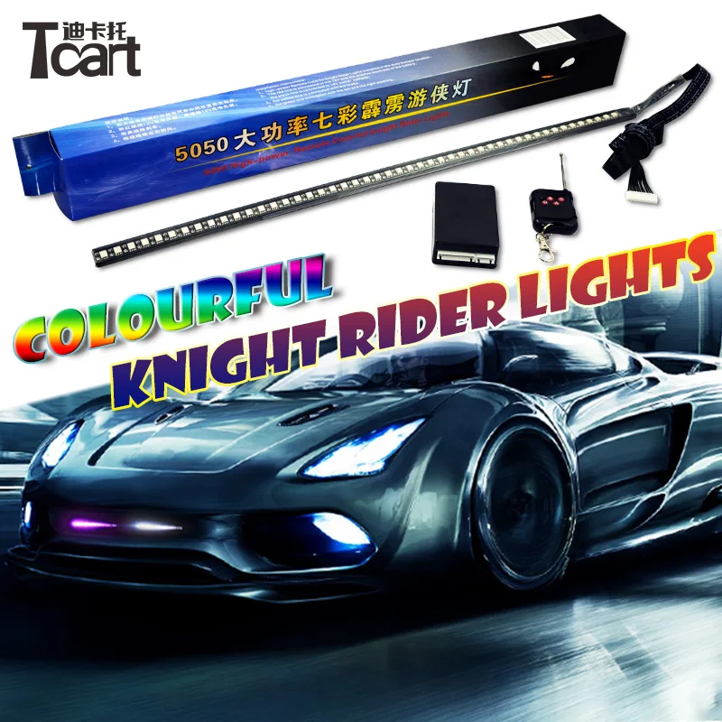 

Tcart Car 54CM 7 color RGB Auto LED Strobe Scanner Strip Wireless Remote Control 12V 5050 48 LED Knight Rider Atmosphere lights