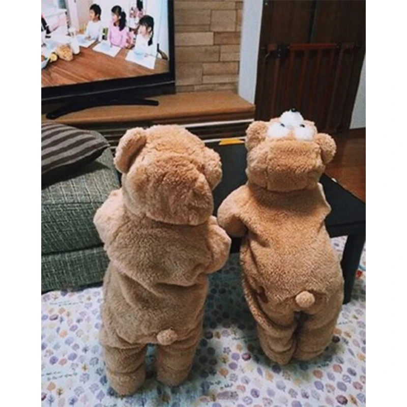 

Infant 2018 Winter Rompers Baby Boys 0-2 Years Old Plus Velvet Thickening Cute Bear Jumpsuit Baby Girls Cotton Climbing Suit