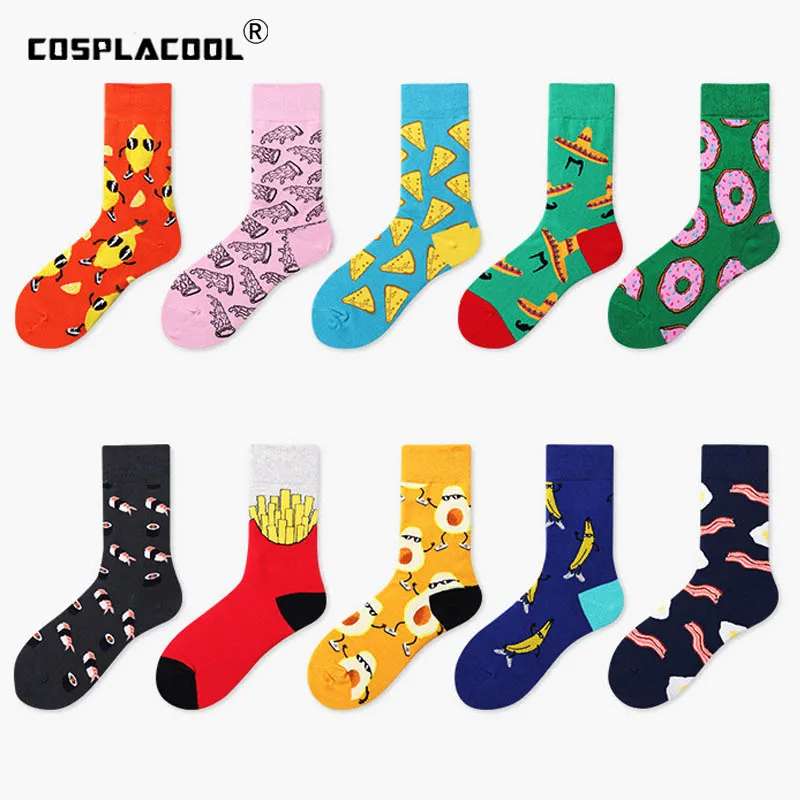 

Harajuku Funny Crew Socks Men Cotton Cartoon Pizza/Avocado Socks Novelty Gift Sokken Unisex Hip Hop Calcetines Hombre Divertido