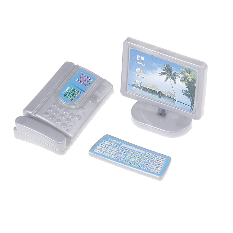 

1/12 Scale Modern Telephone Fax Machine Computer Furniture Children Toy Furniture for Dolls Dollhouse Miniature