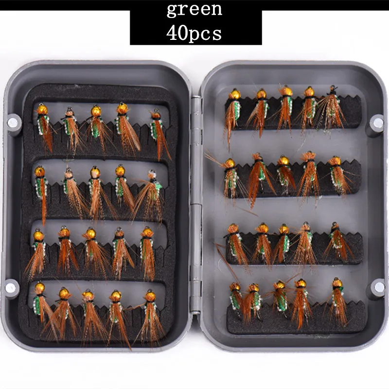 Attractive 40pcs Fly fishing Lure Hooks Butterfly Insects Style Salmon Flies Trout Single Dry Fly Fishing Lures Fishing Tackle