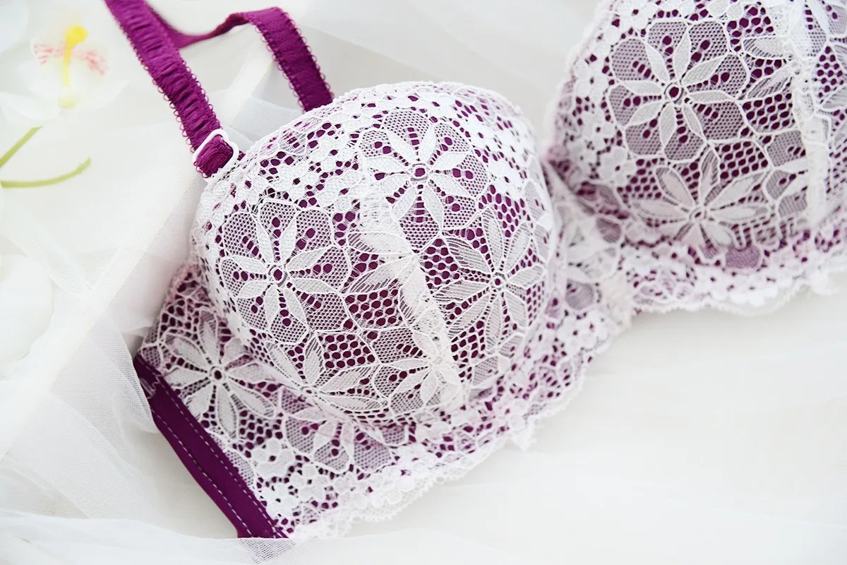 Women sexy Lace lingerie Push Up Half Cup bra and panty set Lounge Bra and Panties Embroidery Bra Set underwear intimates suit