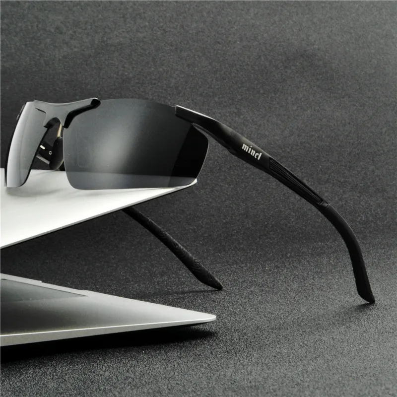 Алюминий алюминиево-магниевого сплава, поляризованные солнцезащитные очки без оправы Солнцезащитные очки лучей, солнцезащитные очки для мужчин/Для женщин UV400 класса люкс с коробкой FML - Цвет линз: black