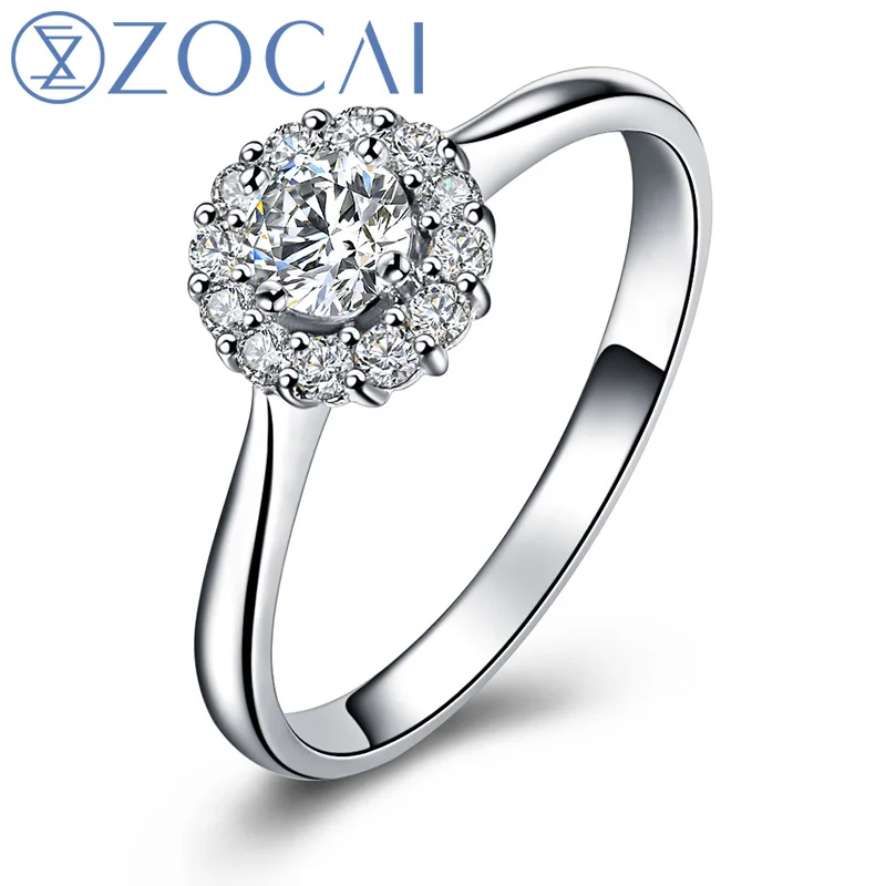

ZOCAI BEAUTIFUL LIFE NATURAL 0.39 CT CERTIFIED I-J / SI DIAMOND ENGAGEMENT RING ROUND CUT 18K WHITE GOLD W00237