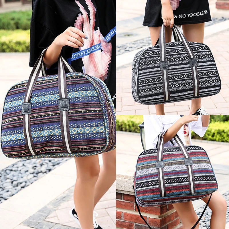 Wobag модная Женская дорожная сумка для хранения складная цветная полоса короткая