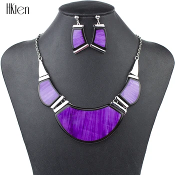 

MS1504210 Fashion Jewelry Sets High Quality Unique Design Purple Necklace Chunky High Quality Party Gifts