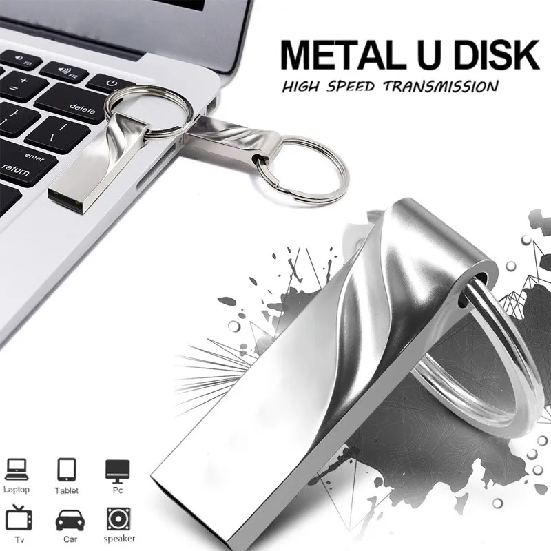 Из Металла Водонепроницаемый USB флэш-накопитель 16 GB накопитель 32 GB 8 GB Высокое Скорость USB флеш-накопитель Drive 64 GB 128 GB флешки с кольцом для