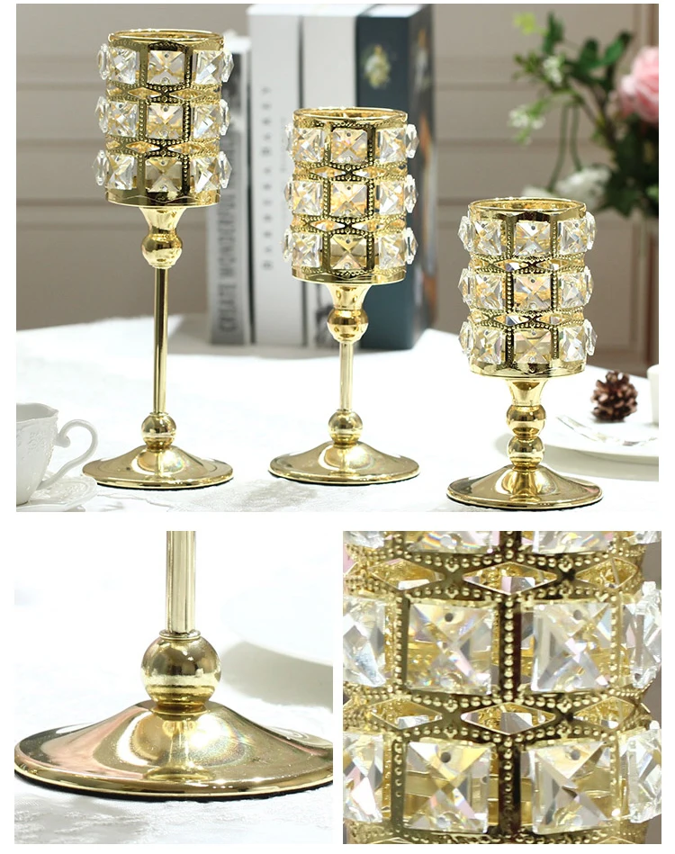 Свадебные домашние вечерние европейские шикарные с позолотой посеребренное стекло подсвечник кристалл подсвечник романтическое