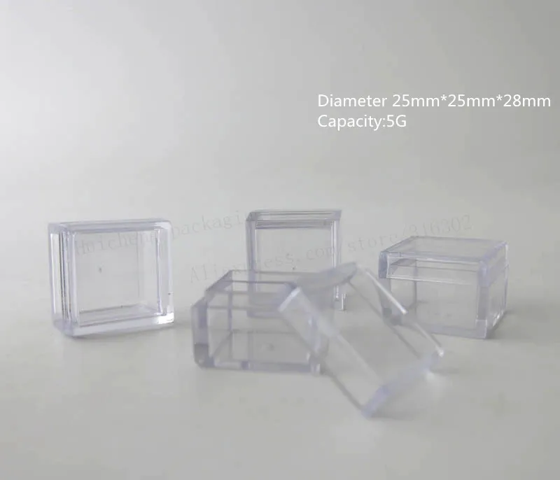 Boião de Creme ml de Plástico Novo Design!! Transparente Quadrado 5 Jar Recipientes Cosméticos Vazios 100 Pcs 5g 3 Transparente jar recipientes cosméticos vazios