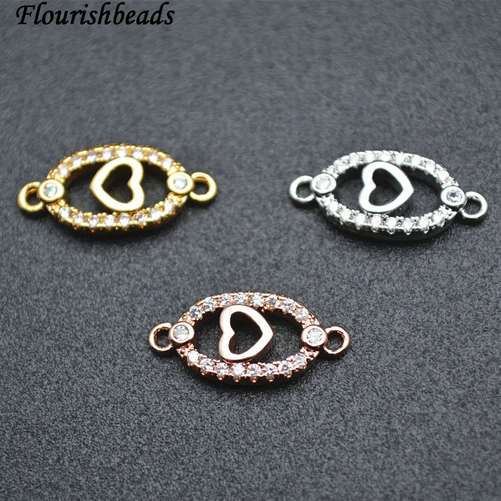 

Anti-rust Heart Oval Shape Metal Connector Bracelet Charms CZ Beads Setting Nickle Free Jewelry Findings 50pc per lot