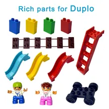 Duploe Tamanho Grande Blocos de Construção DIY bricks Massa Colorida escada Slide ponte figura Brinquedos Para Crianças presente Para legoe duplo designer