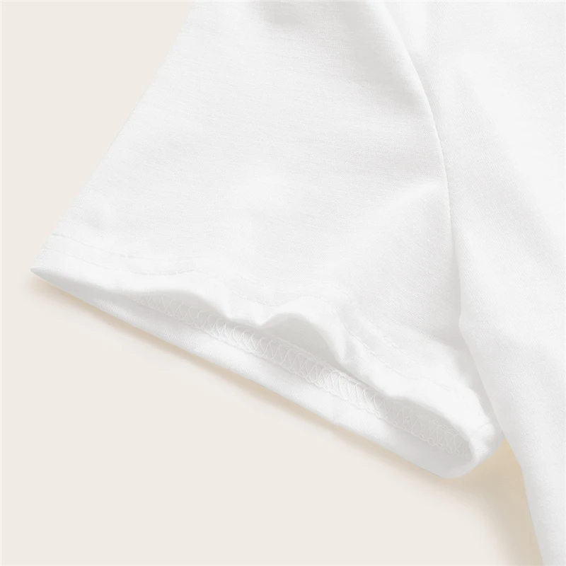 Dotfashion белая кружевная женская футболка с вышивкой Летний милый топ с коротким рукавом Женская корейская модная футболка