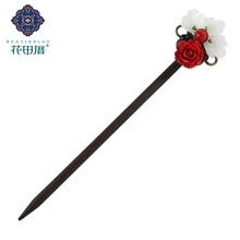 Этнические Ручной работы лепестки лэмпворк красные смолы цветок палочки для волос белые лепестки лэмпворк шпилька для женщин головной убор Винтаж FZ-18040