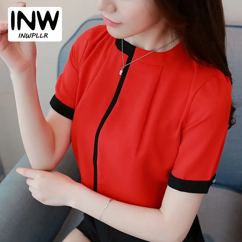 Blusas Mujer Verano Шифоновая блузка Повседневная обувь Офисные Рубашки для мальчиков Femme